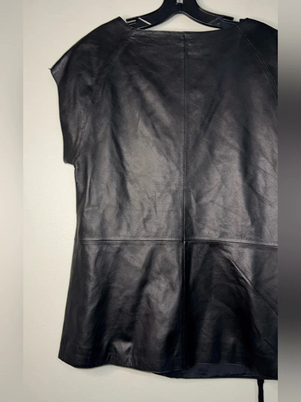 Tory Burch Black Leather Top with Gold Stud Accents
